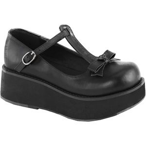 Demonia black t-strap platforms